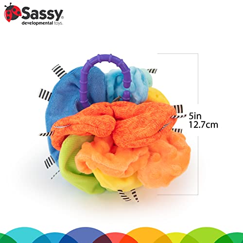 Sassy Crinkle Ball - Sensory Toy for Babies 3+ Months | Soft Texture, Promotes Sensory Development | |5" Diameter