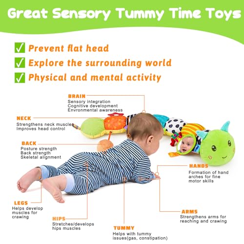 Baby Sensory Toy for Infants 0-6 Month Tummy Time & Car Seat
| Music Animal Stuffed Plush Caterpillar Toy for Babies 0-