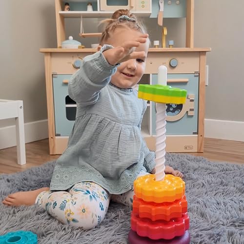Montessori Spinning Stacking Toys for Toddlers, Educational Stacking Rings Baby Toy, Christmas Birthday Gift for 1-3 Yea
