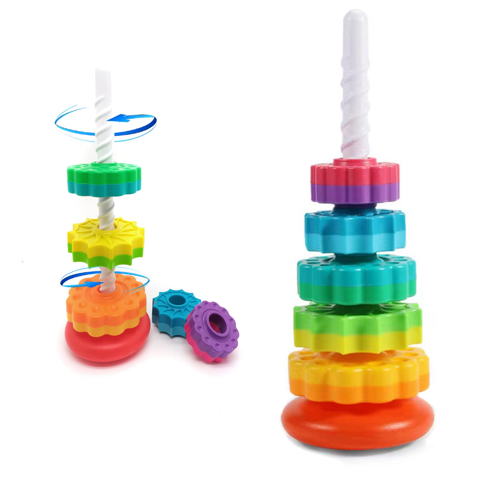 Montessori Spinning Stacking Toys for Toddlers, Educational Stacking Rings Baby Toy, Christmas Birthday Gift for 1-3 Yea