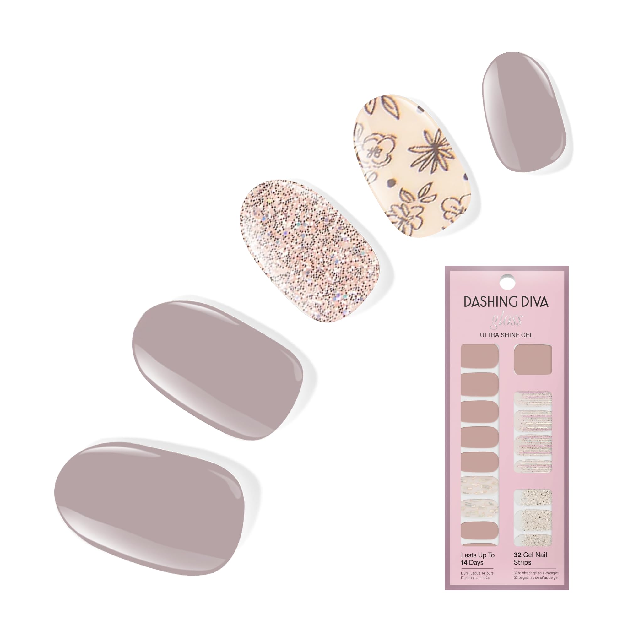 Dashing Diva Gloss Nail Strips - Lavender Dreams - UV Free, Chip Resistant, Long Lasting Gel Stickers - Suitable for Nai
