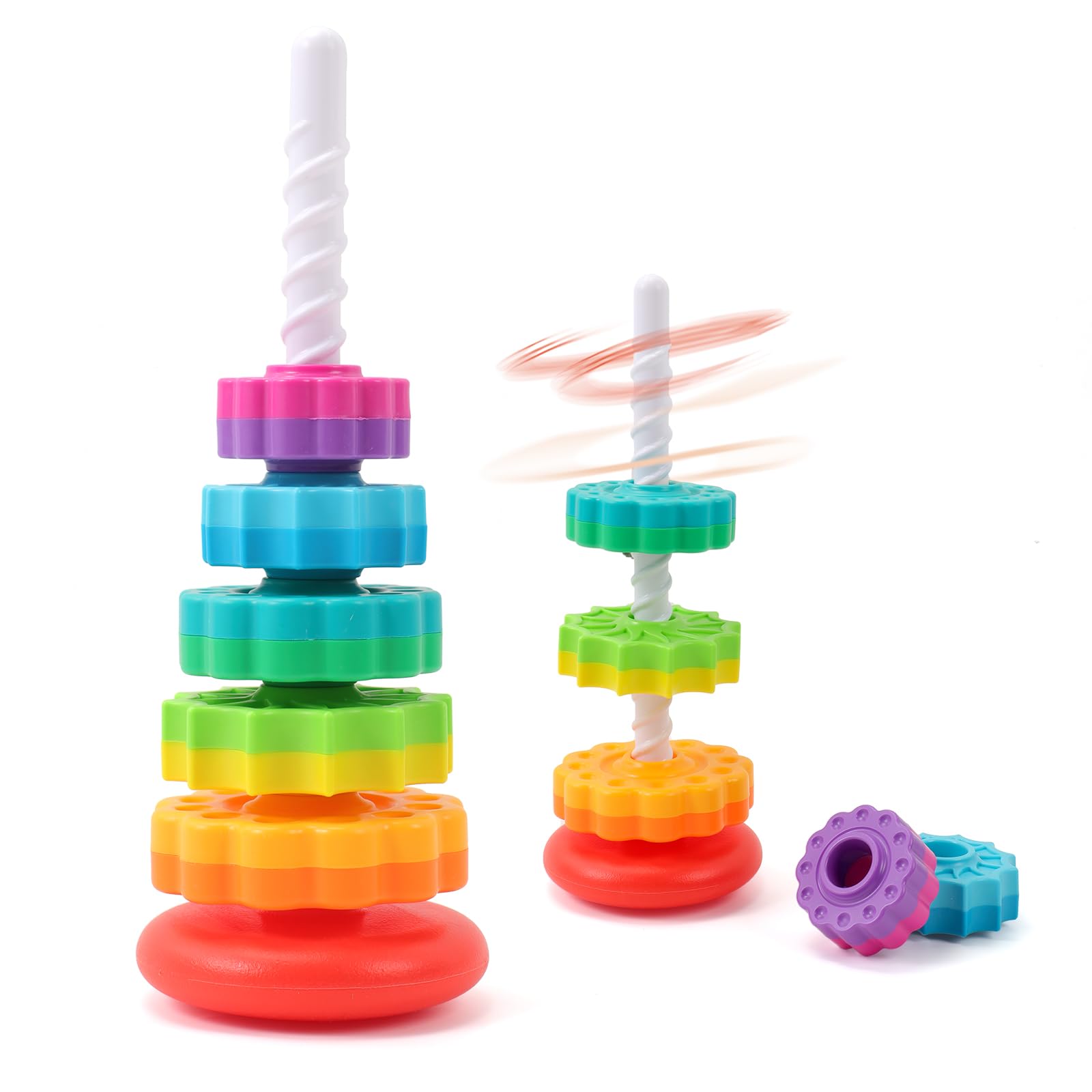 Montessori Rainbow Ring Stacker Toys for Toddlers Sensory Play Christmas Birthday Gifts Boys Girls