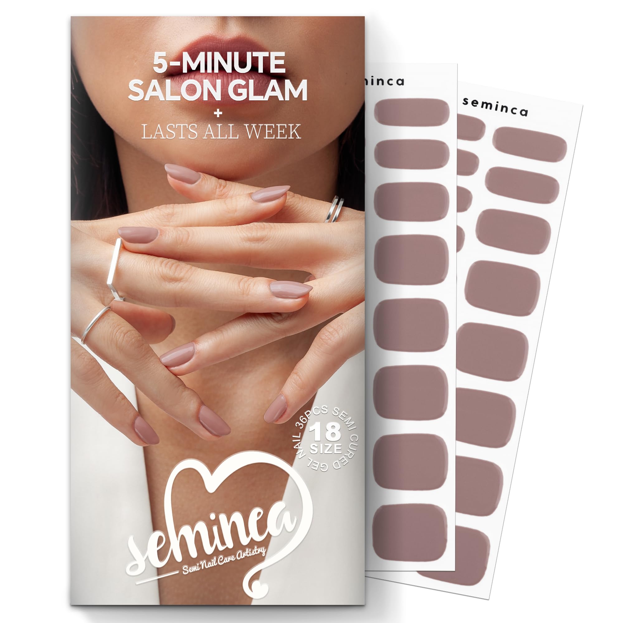 Semi Cured Gel Nail Strips for Professional Look-Cream Beige Coffee Colors,Quick and Easy Apply Nail Stickers,Office Chi