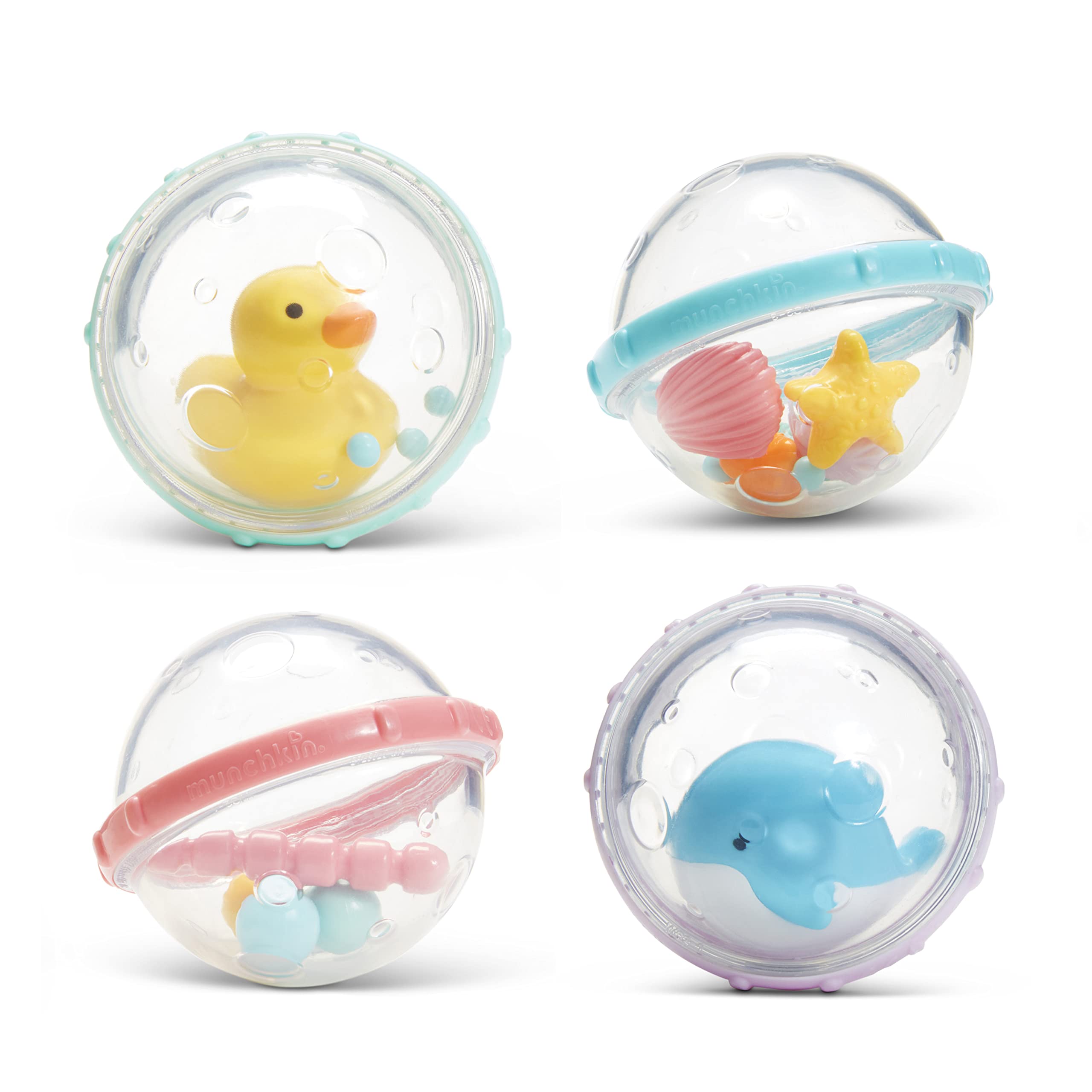 Munchkin Float & Play Bubbles™ Baby and Toddler Bath Time Fun Toy, Soft and Safe, 4 Count
| Munchkin Float & Play Bubbl