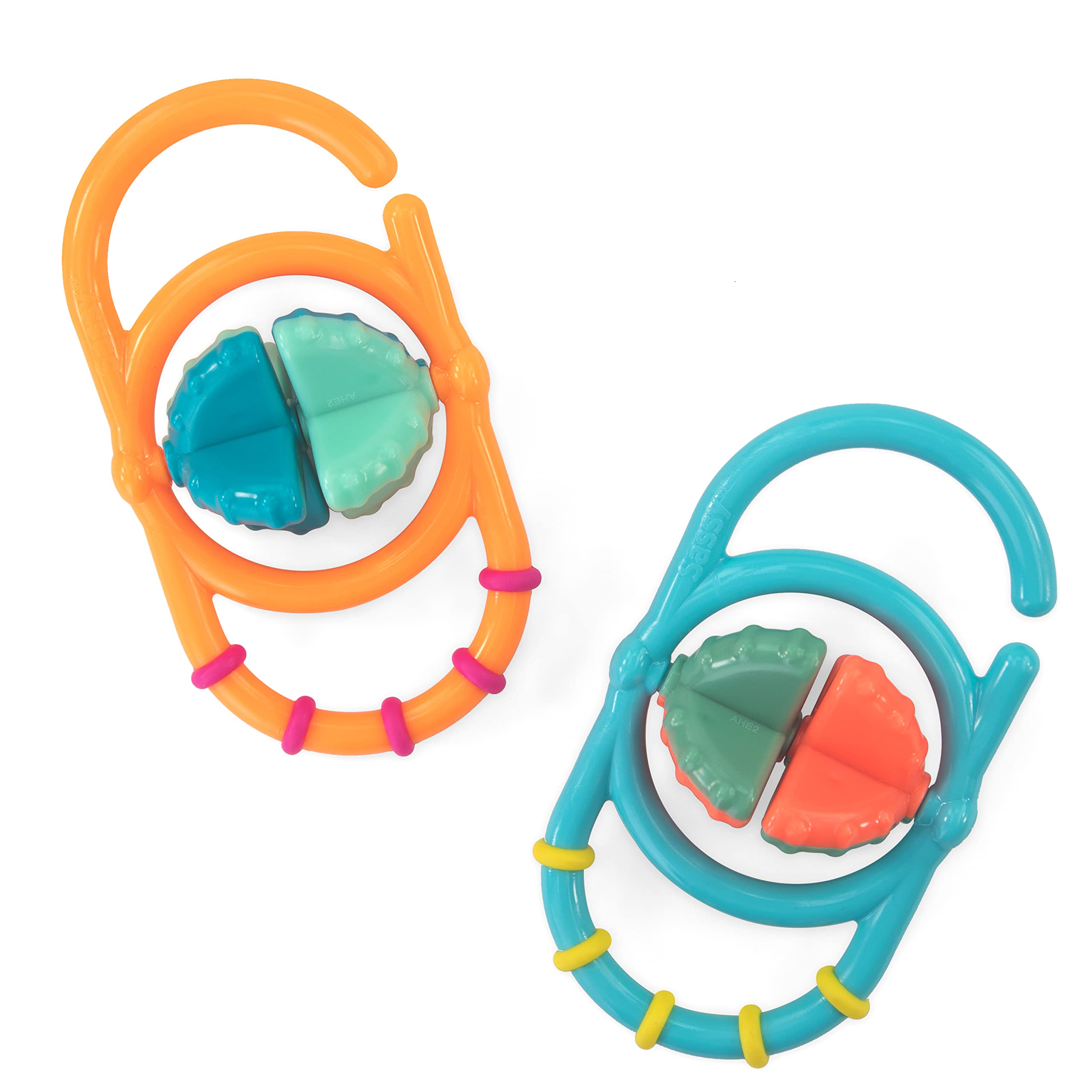 Sassy Eco Shake & Spin Rattles - Made Green with Plant-Based Plastic for 3+ Months Toddlers | Natural Material for Babie